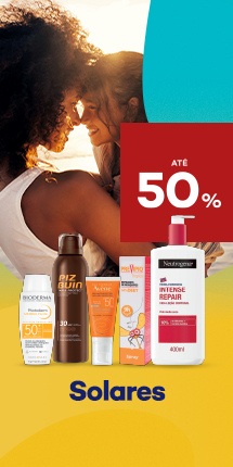 Promoção de protetores solares de marcas distintas com desconto de até 50%